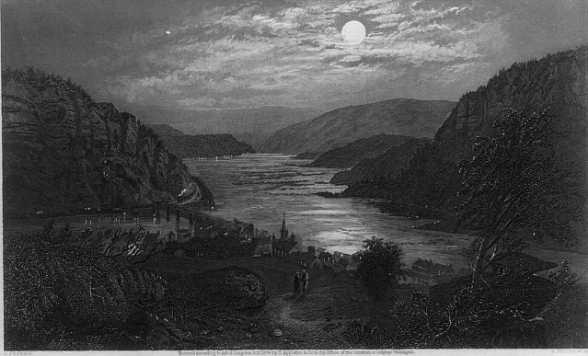 "Harper's Ferry by moonlight" by G. Perkins ; R. Hinshelwood