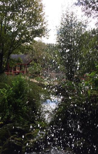 Behind the waterfall